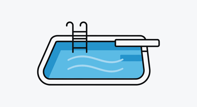 Swimming pool with ladder and diving board perfect for summer leisure and recreation graphics