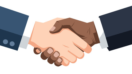 Obraz premium Business handshake between two diverse people symbolizing agreement and cooperation