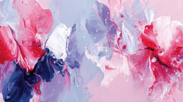 Vibrant fluid acrylic paint mixture creates swirling organic forms with intense coloration