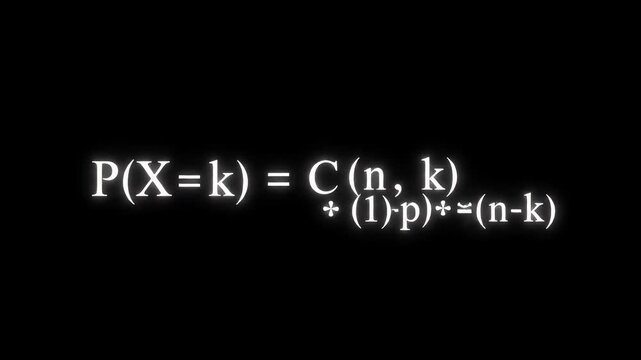 A mathematical equation for probability is displayed on a blackboard in a classroom.