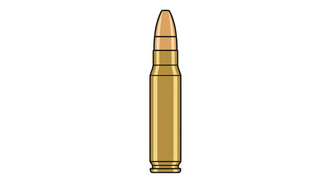 Single Rifle Cartridge, Ammunition, Bullet Icon, Military, Combat, Vector Illustration