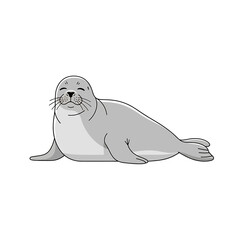 A cartoon seal lying on ice. © Tri