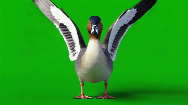 Eurasian Wigeon Duck Spread Wings Green Background