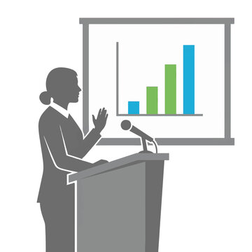 Businesswoman Speaking at a Podium.