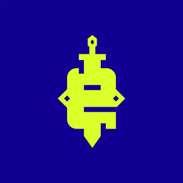 Letter E Sword Logo