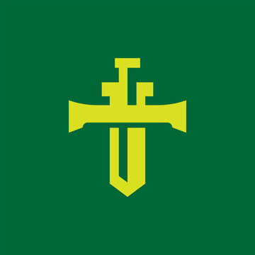 Monogram T and Sword Logo Design