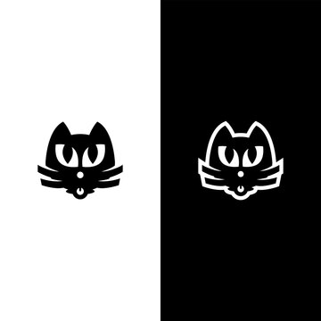 Black Cat Head Logo Design