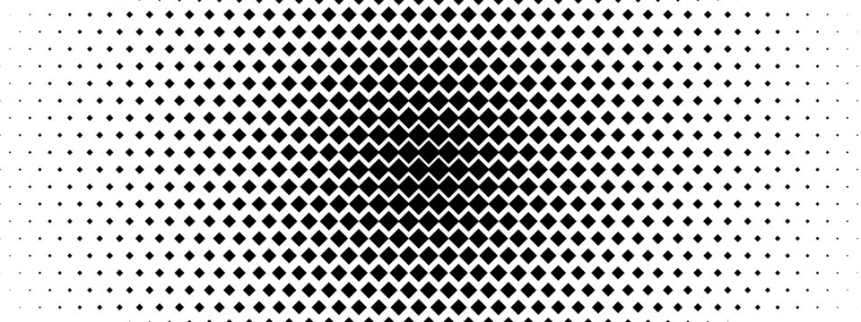 Pattern diamond rhombus and halftone background square with arrow texture dot. Triangle gradation half and gradient star seamless with black effect lattice. Horizontal falling rhomboid.