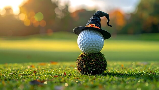 Golf ball witch on moss