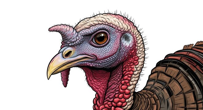 Colorful Turkey Bird Close-up Portrait.