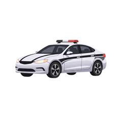 Obraz premium White Police Car Minimal Side View