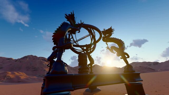 Ancient astronomical armillary sphere for observing celestial phenomena(3D software Lumion makes non-AI)
