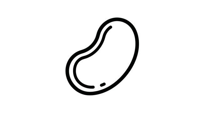 Minimalist outline drawing of a single jelly bean on a white background