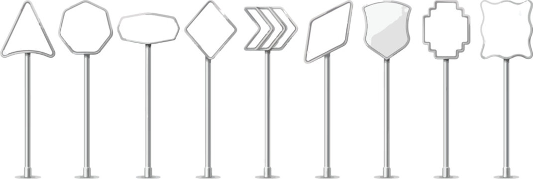 Realistic road traffic sign template set