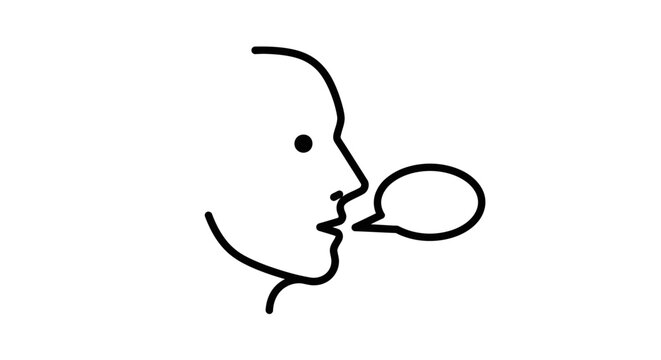 Human Face Profile with Speech Bubble Icon