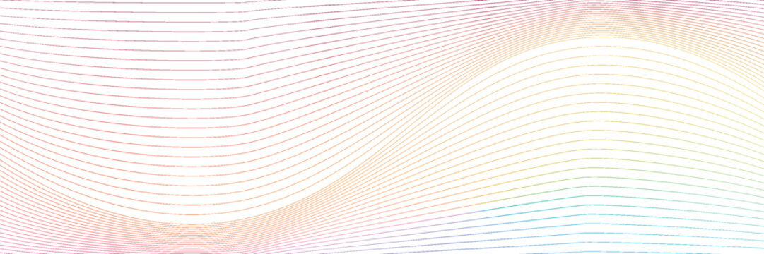 Abstract background with waves for banner. Web banner size. Vector background with lines. Element for design isolated on white. Pink and yellow