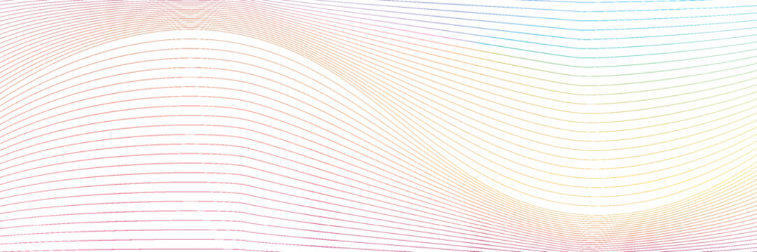 Abstract background with waves for banner. Web banner size. Vector background with lines. Element for design isolated on white. Pink and yellow