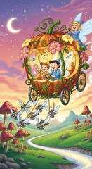 Obraz premium Whimsical fairy tale fantasy carriage ride.