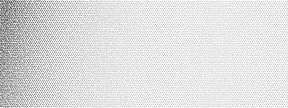 Gradient circle halftone background with half white square. Dot tone pattern for seamless digital texture composition. Combines line pixel comic elements through perforated card.