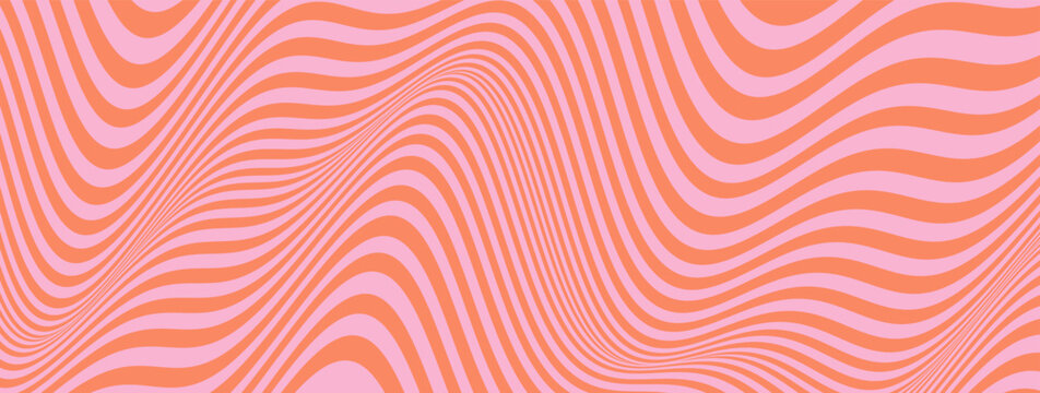 Marble sea pink design swirl groovy background wave pattern ripple. Fluid and abstract composition with organic movement rays. Orange and yellow shape color through 90s graphic.