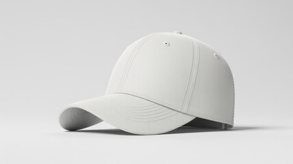 Fototapeta premium Realistic plain white baseball cap designed for corporate branding or casual athletic wear showcases a clean minimalist style perfect for your customized digital graphic design on white background
