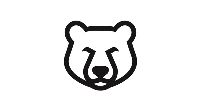 Minimalist Bear Head Icon Vector Graphic