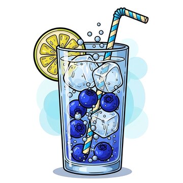 Refreshing blueberry lemonade drink with ice.