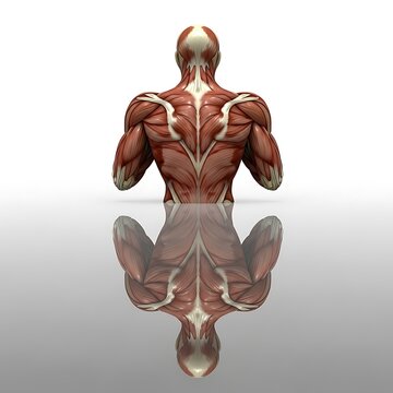 Human muscle anatomy from behind.