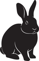 Obraz premium Black rabbit silhouette sitting calmly