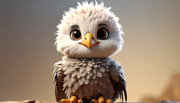 Cute baby eagle with big eyes