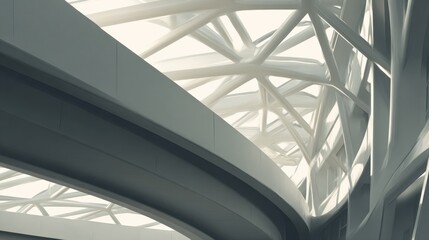 Fototapeta premium Modern Architectural Lines: Captivating the sleek geometric design of a contemporary building, this photograph highlights the intricate interplay of lines and structure.