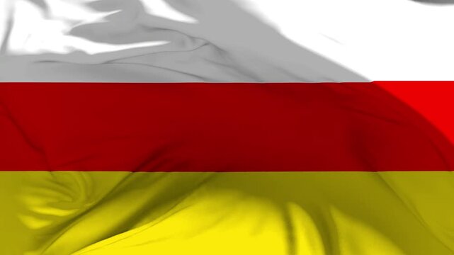 South Ossetia Flag Waving in Slow Motion Loop Animation