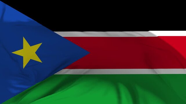 South Sudan Flag Waving in Slow Motion Loop Animation