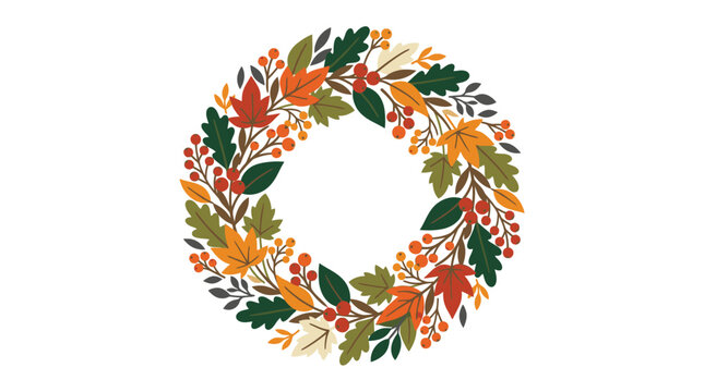 Colorful Autumn Leaf Wreath for Decoration.