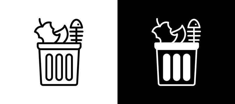 Food Waste Icon Set In Black And White Filled Style Collection