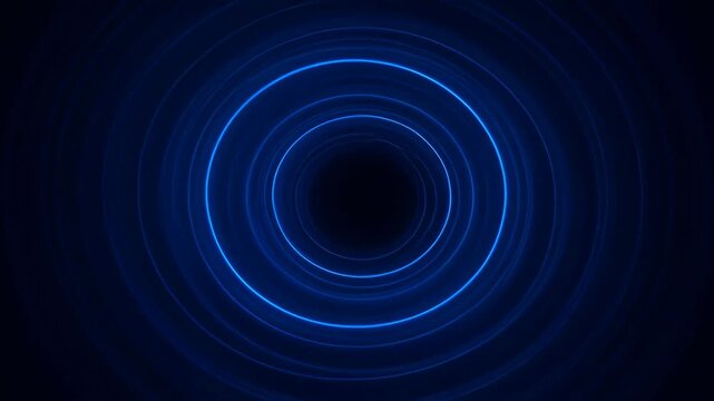Blue concentric circular cycle ring glow abstract background with elegance business and soft light in dark space for SEO search use