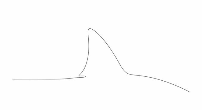 Minimalist abstract line drawing of a shark fin breaking the surface of water