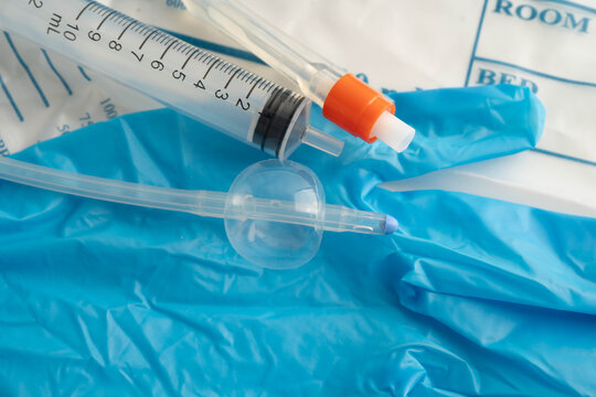Foley catheter and urine drainage bag collect urine for disability or patient in hospital.