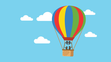 Fototapeta premium Colorful Hot Air Balloon Flying in Sky.