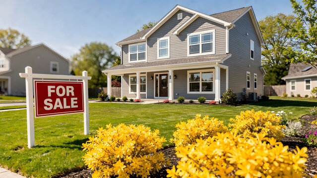 Suburban House For Sale Real Estate Concept