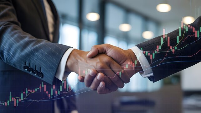 Businessmen handshake after a great deal, successful deal finance investment partnership