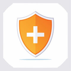Fototapeta premium Orange shield with white cross icon