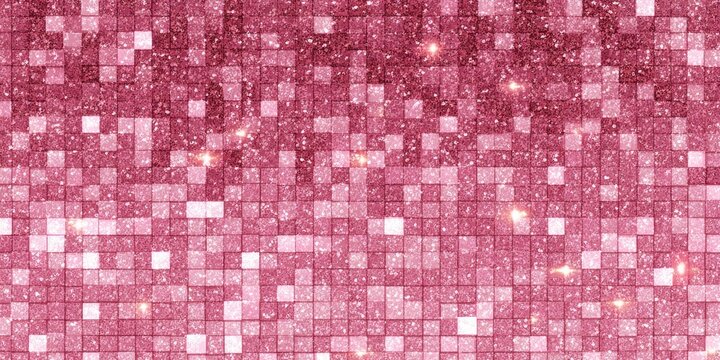 Shimmering pink mosaic background with subtle light effects and pixelated look