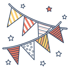 Fototapeta premium Party bunting and stars for celebration.