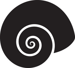 Black snail shell icon, spiral shape symbol, vector illustration, simple design element © Salma