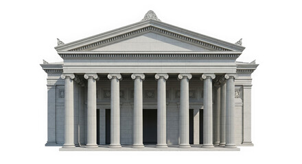 Obraz premium A large white building with columns isolated on transparent background