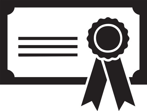 Award certificate, achievement icon, black and white vector, recognition badge, certificate template