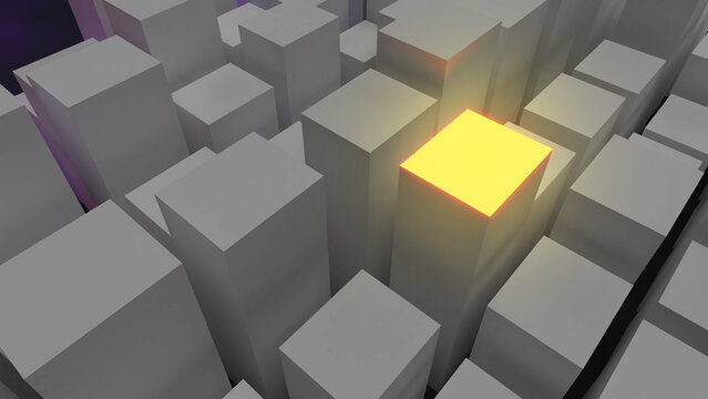 Abstract background image of a rectangular box structure in various shades of gray with light, for background purposes. ,3d rendering