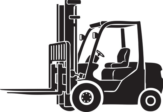 Forklift, Industrial Forklift, Warehouse Forklift, Black Forklift Icon, Vector Forklift