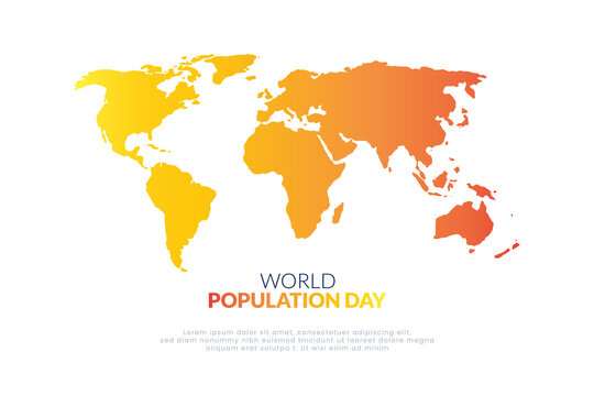 World population day concept on gradient map background